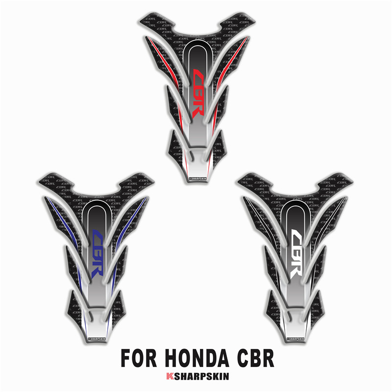 

Motorcycle fish bone stickers body 3D modified fuel tank pad color crystal decals for HONDA CBR, White