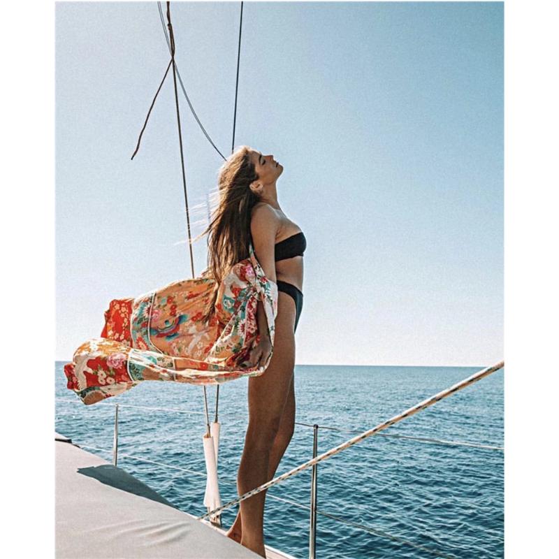 

Boho Vintage Floral Print Beach Dress Bikini Cover-Ups Women Plus Size Beachwear Long Kimono Cardigan Robe De Plage