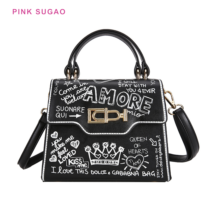 

Pink sugao women tote bag designer shoulder handbag Graffiti bags 2020 new fashion shoulder bag wild handbag pu leather BHP
