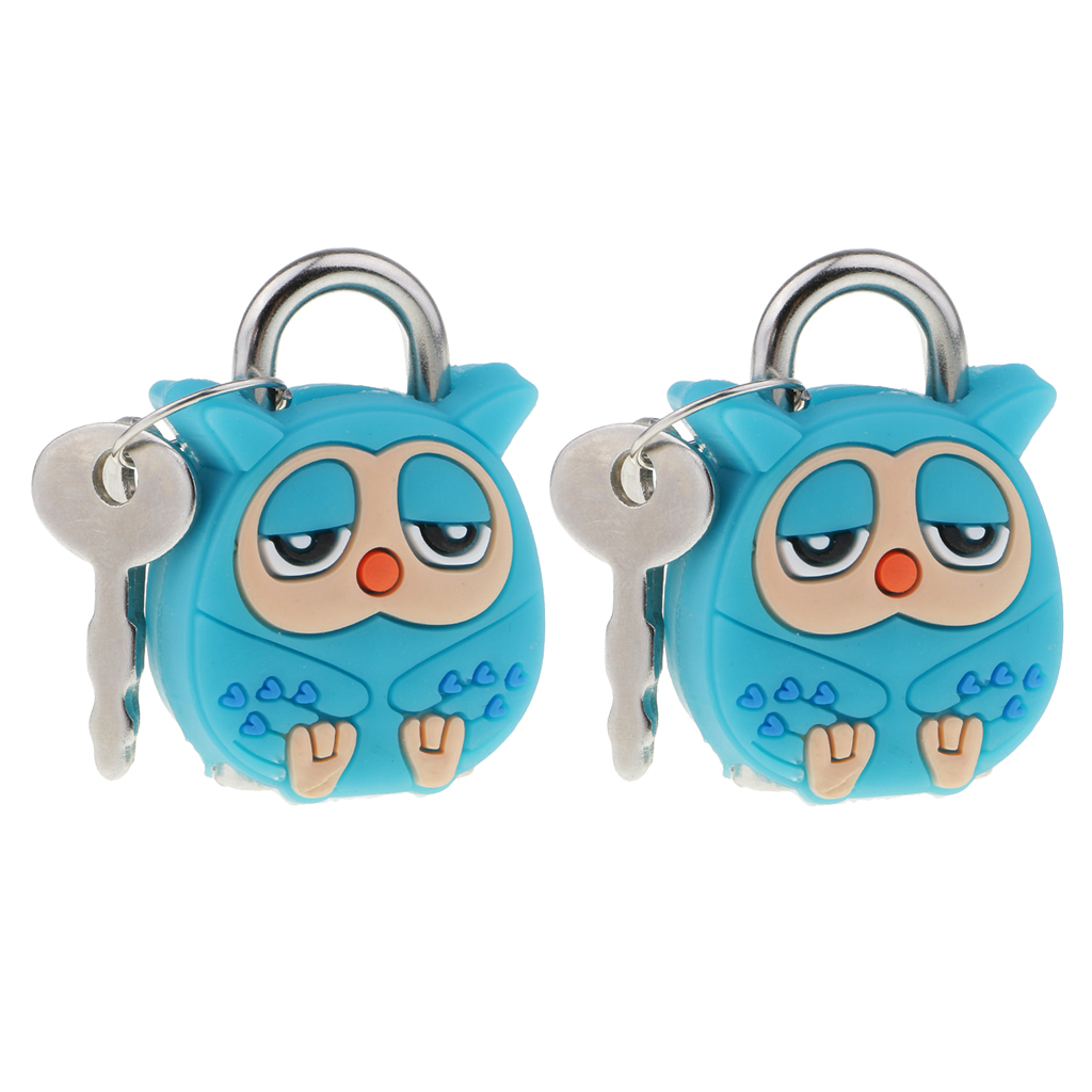

2 pcs owl creative cartoon mini plastic padlocks metal luggage suitcase backpack handbag