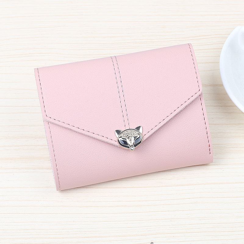 

Short Head Korean Three Fold Women's Bag Lychee Pattern Simple Fashion Buckle Wallet