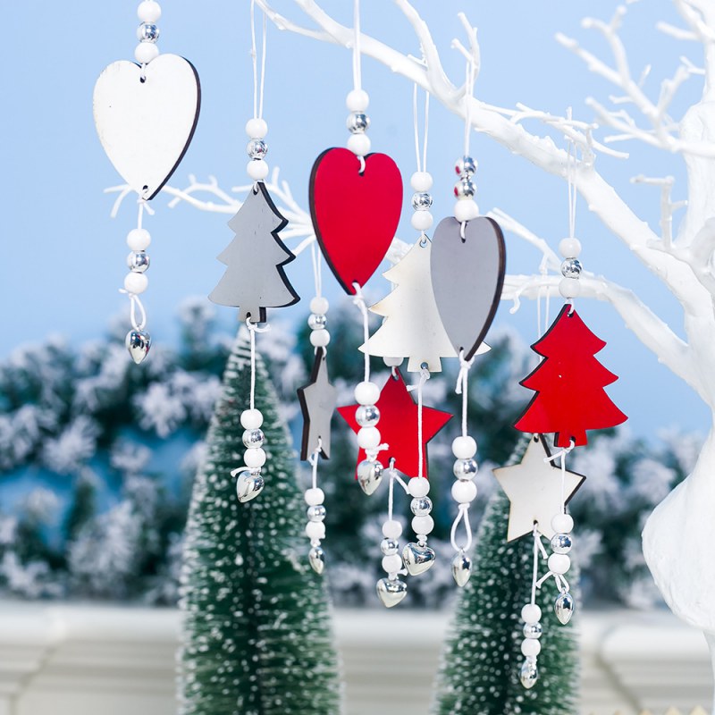 

Cute Wooden Bell Star Christmas Tree Decorations Hanging Pendant Craft Ornament Christmas Decorations For Home New Year