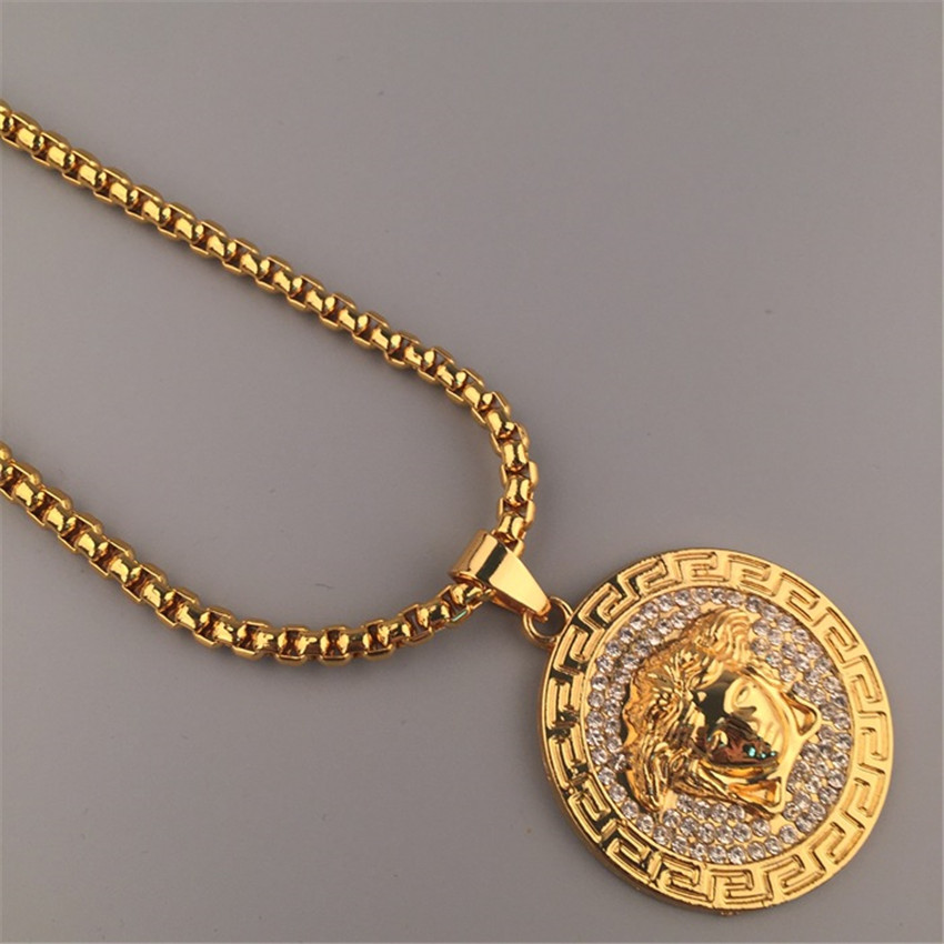 Necklace Hip hop Gold-Plated Shofar Necklace Pendant Hipster Sweater Chain Men and Women Accessories Chain Necklace Couple Gift Silver