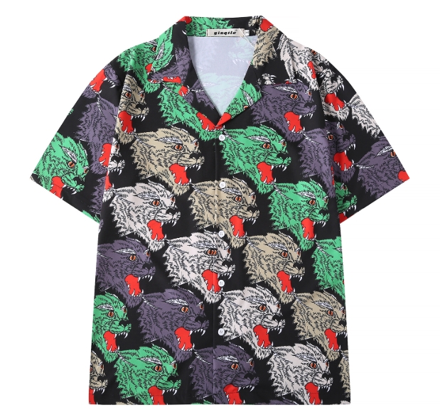 

2020 new fashion 20ss tiger print shirts short sleeve luxury clothing for men summer loose casual Gothic style, As the pic show