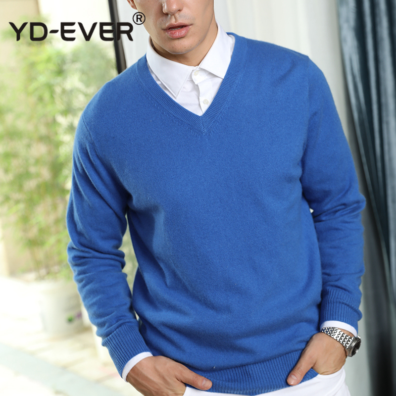 

100% Real Cashmere Knitted Sweaters Men Vneck Pullovers 9Colors Standard Clothes Male Jumpers High Quality Man Sweater Knitwears, Beige