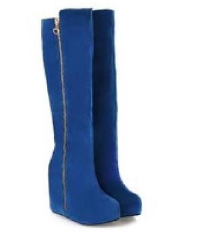2018 Suede Women's Boots in winter with New style Slope heel Thick bottom round head Keep warm Non-slip @89