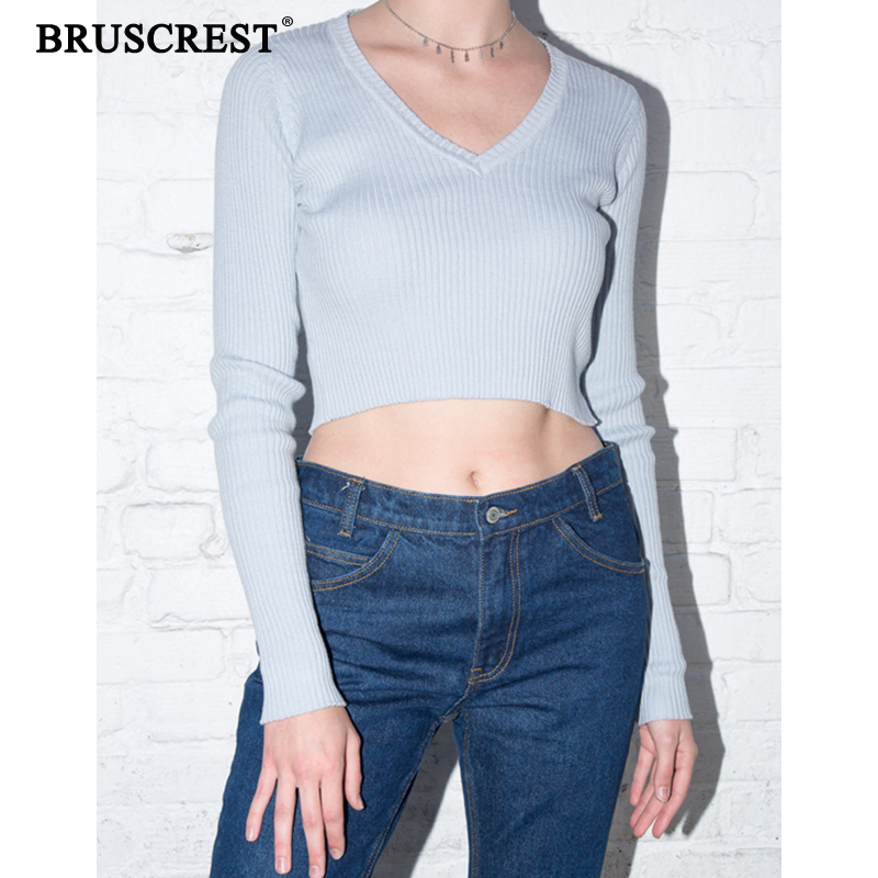 

Woman sweaters vintage women pullover sweater korean cropped sweater knitted long sleeve crop top sexy v neck, Navy blue