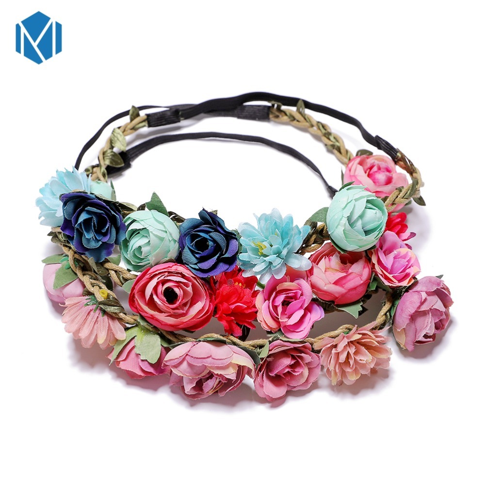 

M MISM Fashion Flower Girl Crown Wedding Boho Headpiece Headband Hair Wreath Flower Wreath Headband Floral Garlands Hair band, Colour