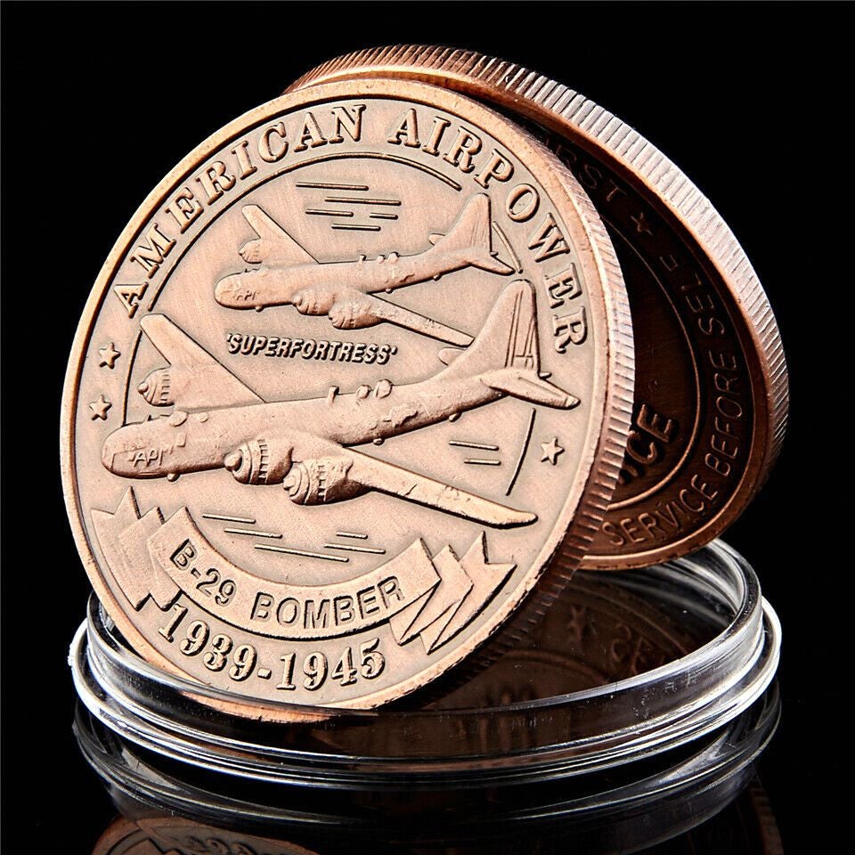US Nice Air Force Fighter B-29 Brass Metallic 1oz Copper Plated Military Crafts Challenge Coin Metal Craft Gift-image-521671043