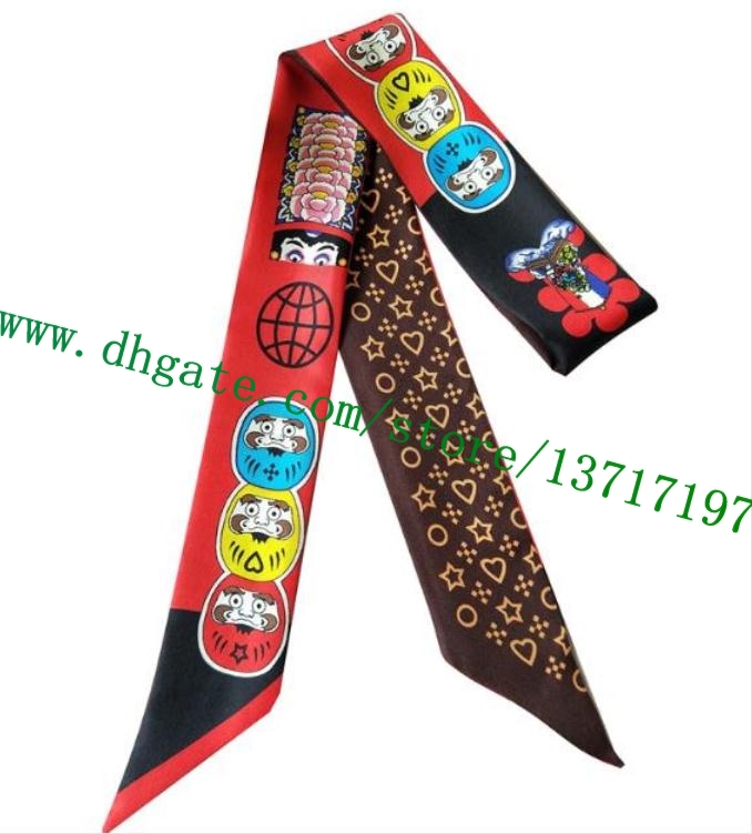 

Top Grade Lady Real Silk Wrappy For Bag Handle Women Headband Bandeau L Designer Multi Purpose Little Scarf Neck Tie 118*5 cm, Black