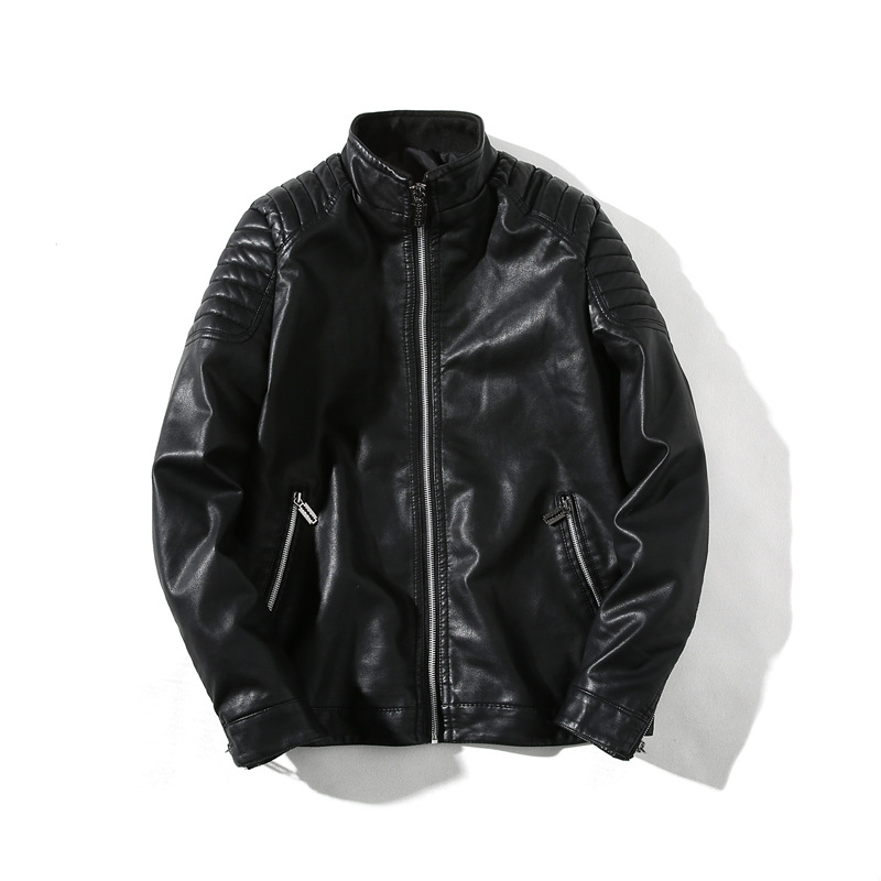 

Domestic 2019 Autumn And Winter New Style Japanese-style Stand Collar Casual Cool Leather Coat Leather Jacket Men'S Wear Jk05, Blue