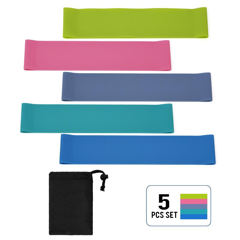 

5 PCS Resistance Loop Bands with Storage Bag Elastic Booty Band Set for Yoga Fitness Resistance Bands Home Gym Training, Red