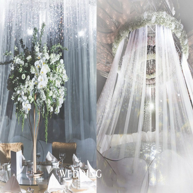 

2019 Curtain Snow Tulle Organza Roll voile sheer fabric for wedding Arch Backdrop Sashes Wedding decoration, As pic