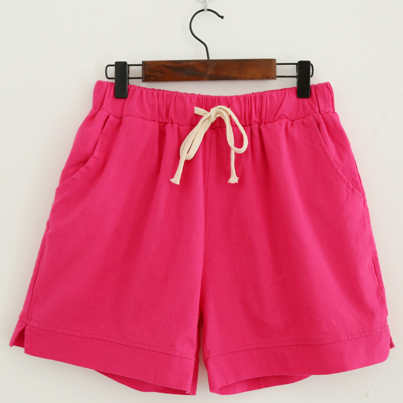 

Summer Ladies Hot Shorts Cotton Linen Sports Shorts Girl Slit Loose Short Sexy Mini Pink Plus Size Casual Homewear Women, Black