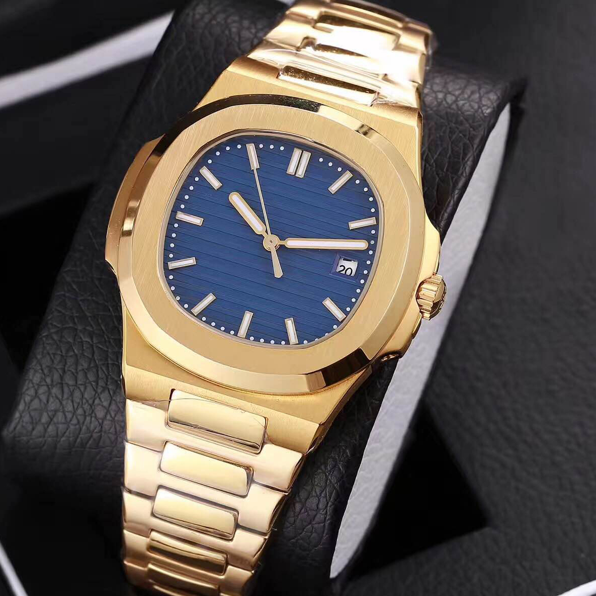 

New fashion 19 colors mens luxury watch automatic movement Glide sooth second hand sapphire glass silver and gold wristwatch