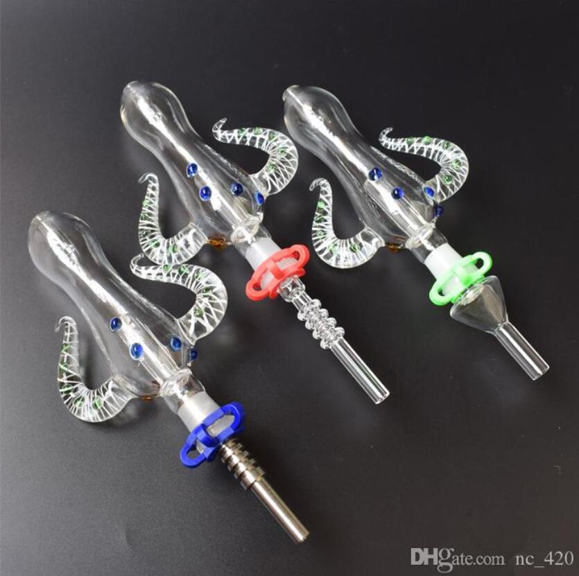 

Version 5.0 Nectar Collector Set Octopus Design 14mm Nectar Collecter Kit with titanium nail mini Glass Water Pipes Bong