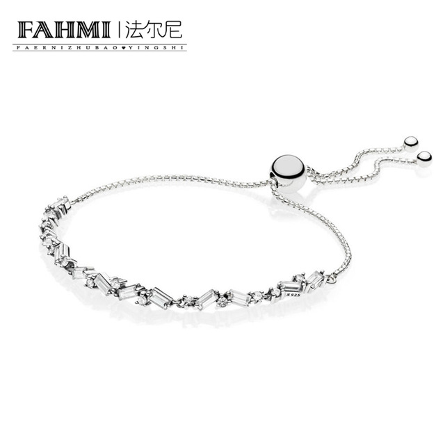 

FAHMI 100% 925 Sterling Silver 597558CZ Glacial Beauty Sliding Bracelet Original Jewelry Women Charming Wedding Gift