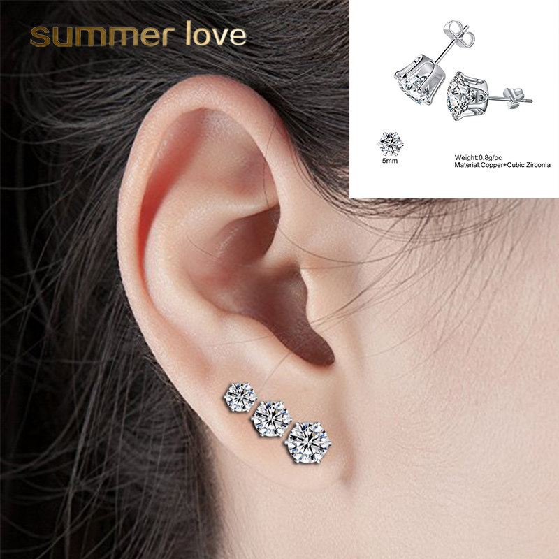 

New Fashion Copper Zircon Stone Stud Earring Flowers Shape Micro-inlaid Rhinestone Piercing Earrings For Women Jewelry