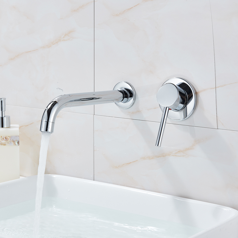 2019 Pure Copper Production Basin Faucet Single Handle Wall Mounted Bathroom Sink Sink Faucet Laundry Room Balcony Bathroom Basin Tap From