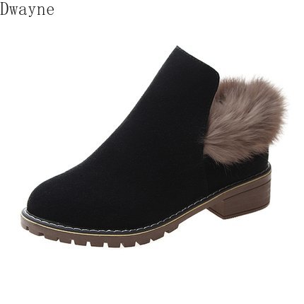 

Fur short boots female 2020 autumn and winter new British wind thick with wild short boots, Yellow