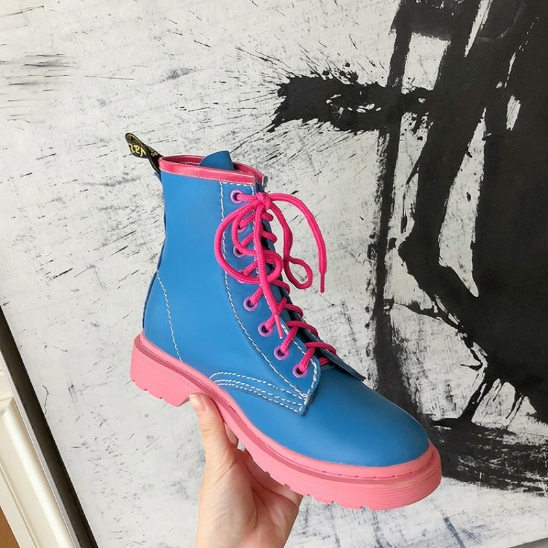 

Womens Round Toe Ankle Boots Genuine Leather Oxfords Punks Boots Motorcycle Match Colors Shoes New Fashion C800, Beige