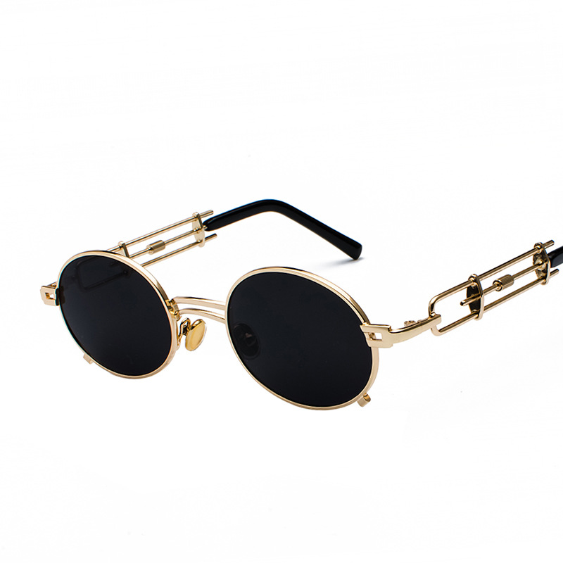 

retro steampunk sunglasses men round frame vintage 2019 metal frame gold black fashion oval sun glasses for women red male designer shades
