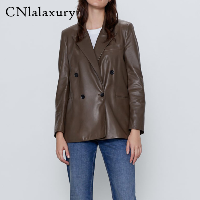 

Loose PU Faux Leather Blazers Women Leather Jacket Coat Brand New Women' Jackets Outerwear Ladies Coats Female Suit, As shown in figure