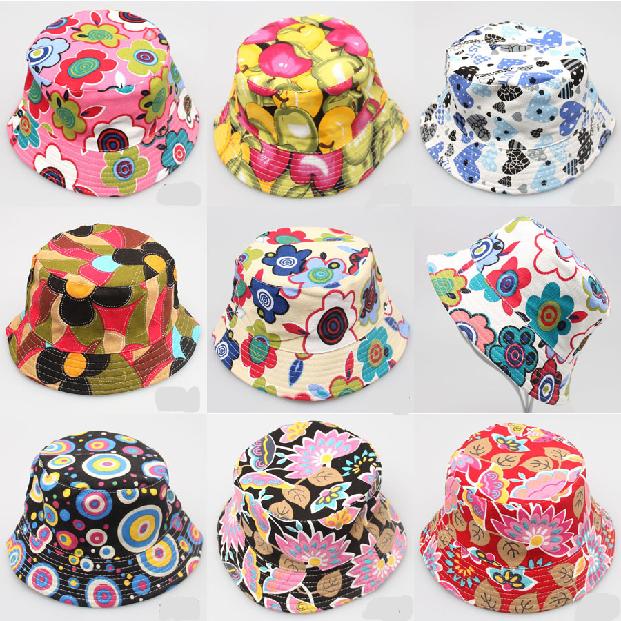 

New Cute Kids Girls Summer Cotton Bucket Hats Cap Sun Beach Beanie hat Lovely Summer Casual Fishing cap 30 Colors, Many colors to choose