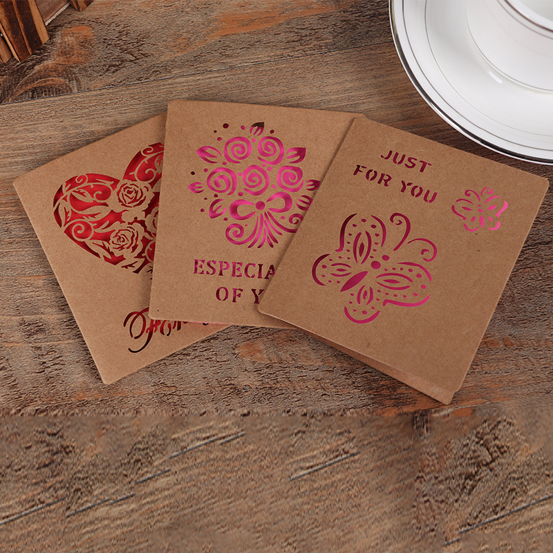 

10pcs Creative greeting paper card universal gift card leather hollow pattern birthday exquisite popular greeting