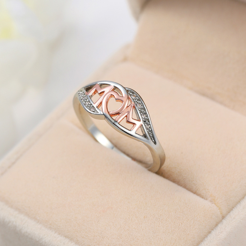 

Plating 18k Rose Gold Love Mum Love Form Mom Color Ring Mother's Day Gift