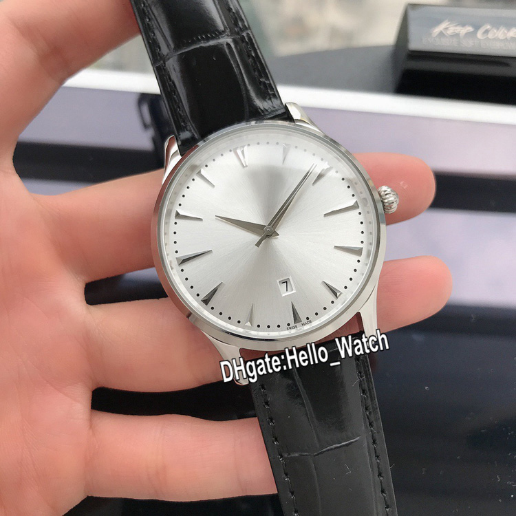 

New Master Control Date Ultra Thin Date Q1288420 Silver Dial Automatic Mens Watch 1288420 Steel Case Leather Strap Watches Hello_Watch, Customized waterproof service