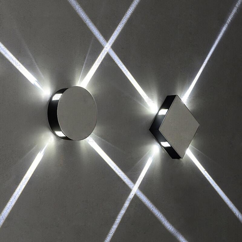 

AC85V-265V Wall Mounted Aluminum Modern Wall Sconce Round/Square Designed 4W Cool White LED Wall Light Decoration Home Lighting