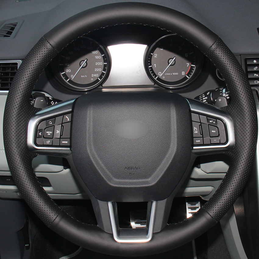 

Black Natural Leather Car Steering Wheel Cover for Land Rover Discovery Sport 2015-2017