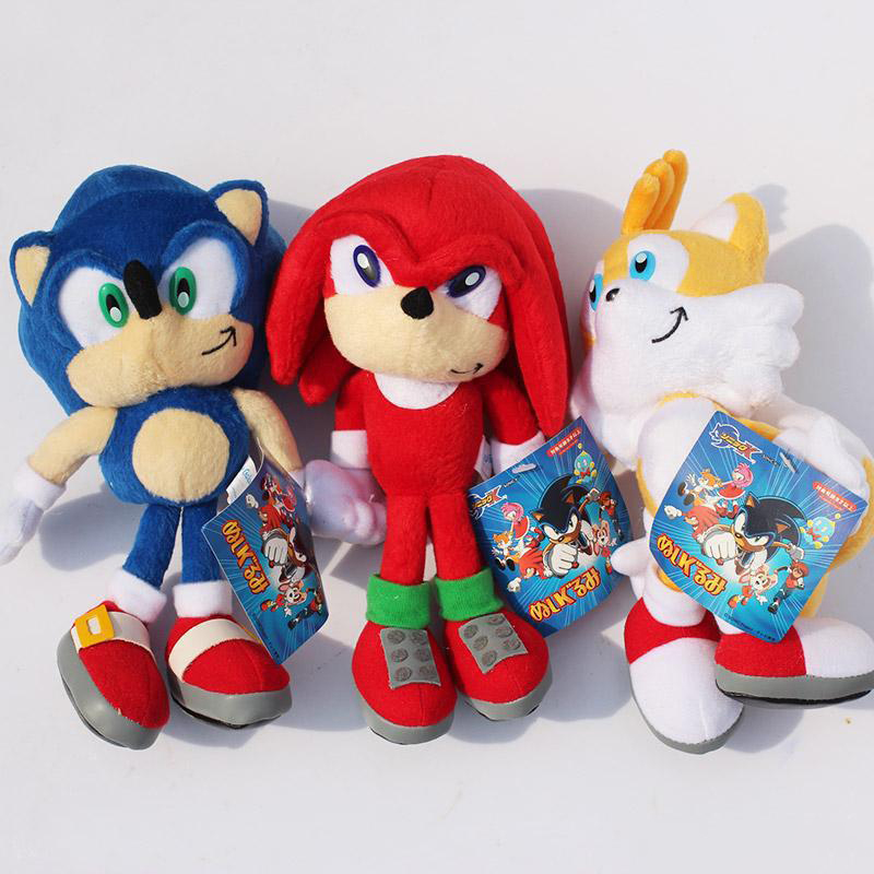 

3pcs/set New Arrival Sonic the hedgehog Sonic Tails Knuckles the Echidna Stuffed animals Plush Toys With Tag 9"23cm DHL Shippng, As picture