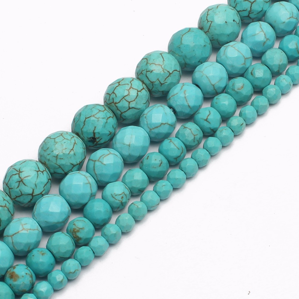 LARIMAR Azul Facetado Cuarzo ronda granos 15.5/" Strand 4 mm 6 mm 8 mm 10 mm 12 mm