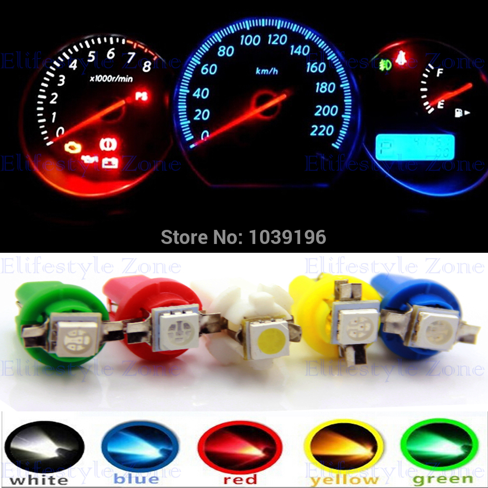 

100Pcs Signal Lamp B8.5D LED Car light Bulb 5050 SMD Auto Interior Light Dashboard Instruments Panel Climate Base Lamp White Red Blue Green