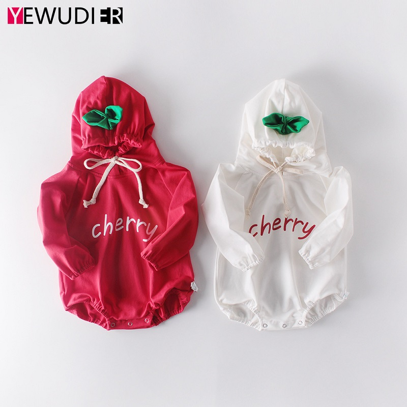

Newborn Bodysuits Clothes Fashion Printing Letter Outfits Infant Long Sleeve Hooded Onesie Unisex Hoodie Jumpsuits Autumn Winter, Red