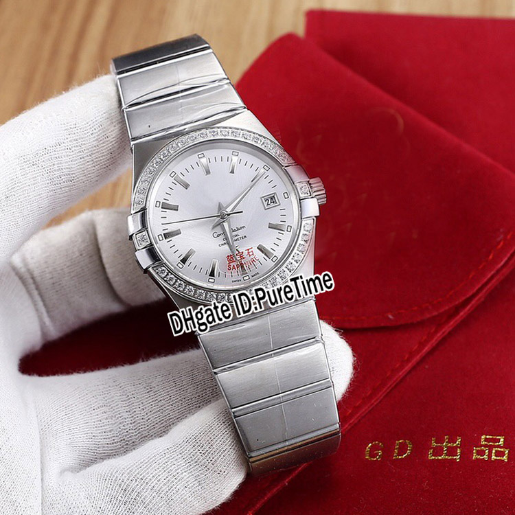 

New 123.55.31.20.55.00 Steel Case Silver Diamond Bezel Gold Dial Miyota 8215 Automatic Mens Watch Stainless Steel Watches Puretime E15c3, Customized waterproof service