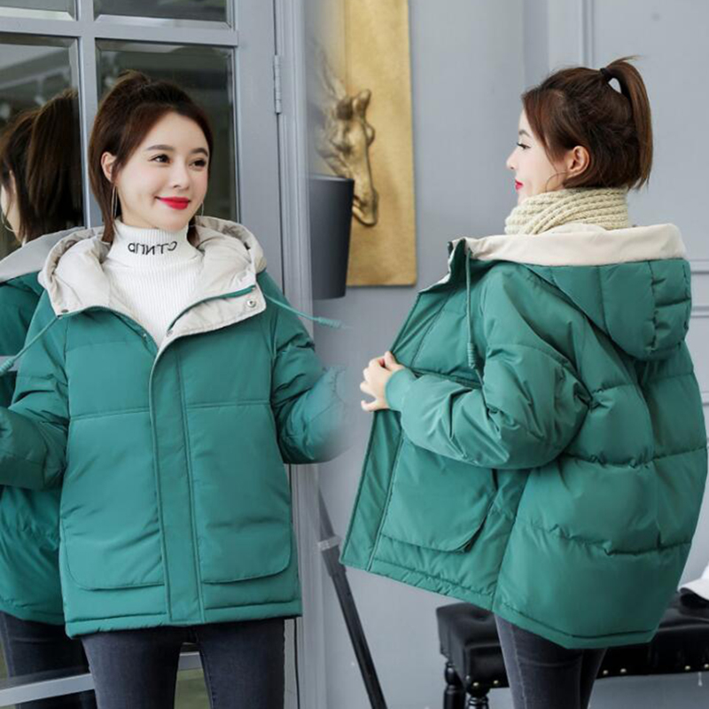 

2019 Women Winter Jacket Hooded Warm Coat Plus Size Down Cotton Padded Jacket Female Short Slim fit Winter Coat Women s595, Beige