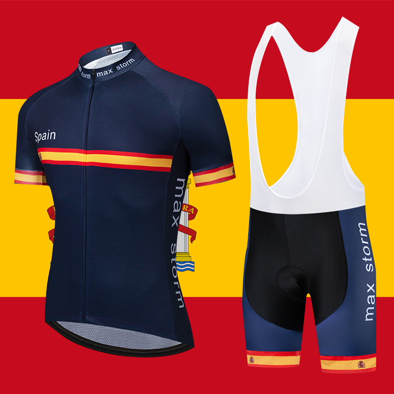 

2020 Spain blue New Team Cycling Jersey Customized Road Mountain Race Top max storm maillot ciclismo cycling sets