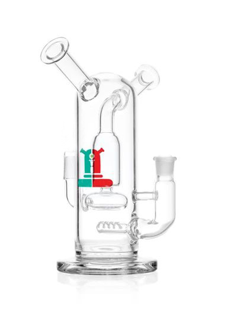 

Double Mouthpiece joint Glass Bongs oil rig Smoking Pipe with diffuser perc glass bong 14 mm joints recycler oil rig