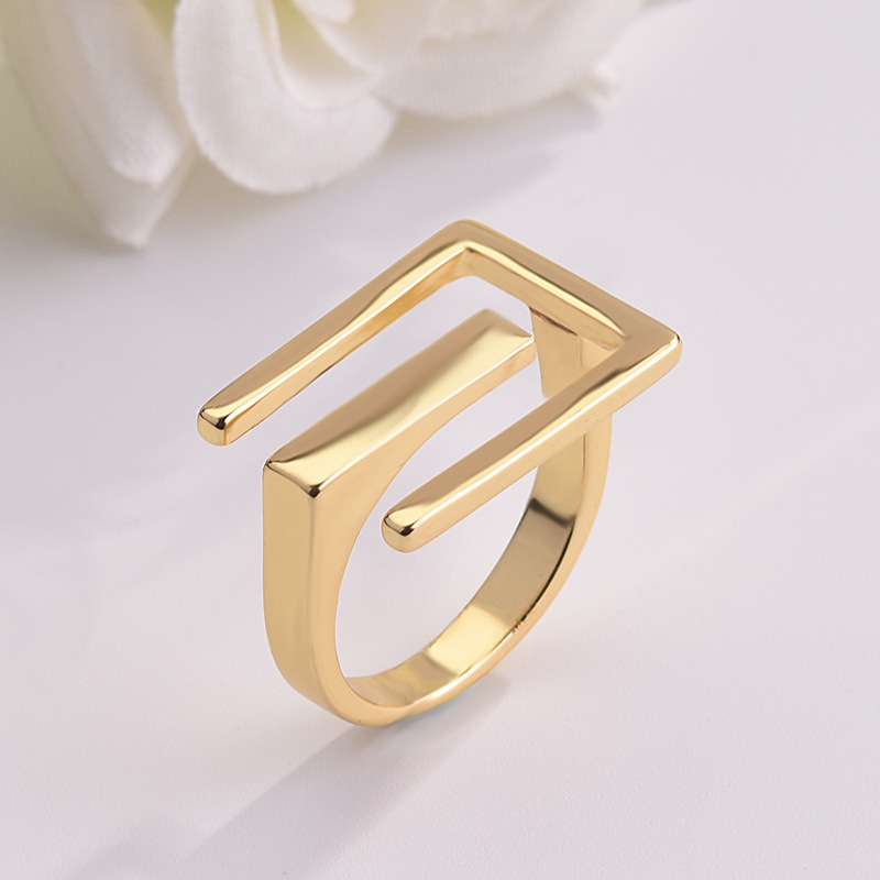 

European Fashion Style Geometric Plating Gold Color Rings for Women Ladies Simple Wedding Engagement Rings Jewelry Anillos Mujer