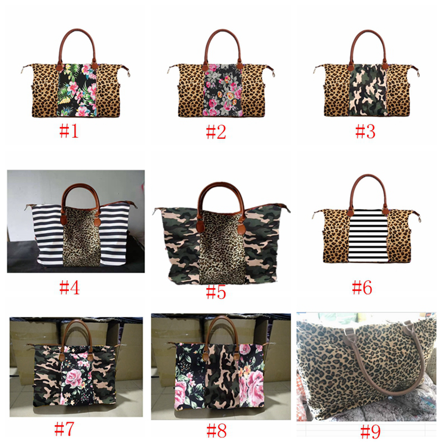 

Leopard Handbag Camouflage Printing Bags Large Capacity Travel Tote with PU Handle Sports Yoga Totes Storage Maternity Bags 6pcs RRA2602, As pic