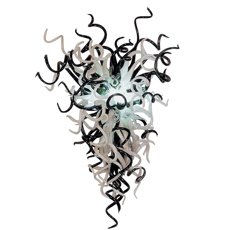 

Black White Clear Hand Blown Lamps Chandeliers Light Modern Chandelier Pendants Drops LED Bulbs Hotel Home Italian Murano Glass Pendant