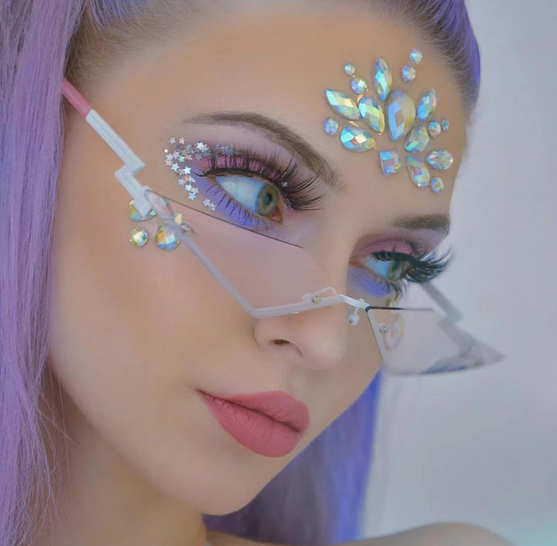 

Fashion Sunglasses Unisex Multicolor Small Triangle Sun Glasses Vintage Sexy Women Cateye Eyewear Frameless Sunglass