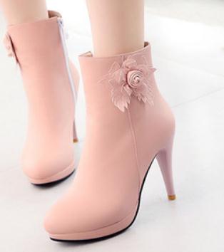

2019 Women's boots in winter with New style High heel fine heel round head @1011, Sky blue