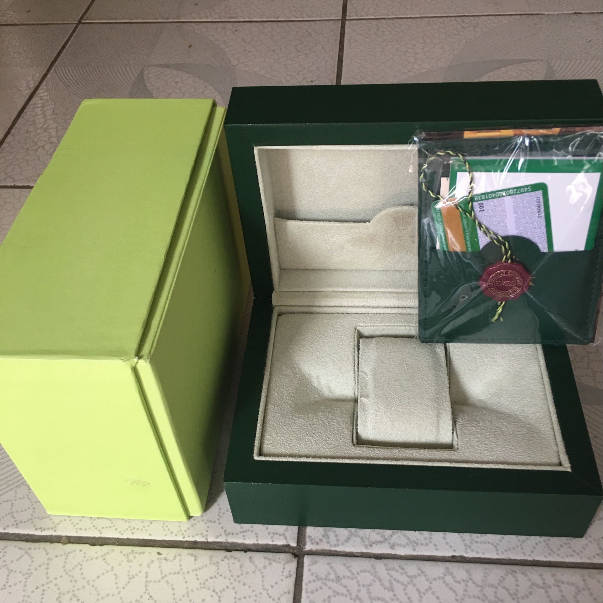 

Free shipping Luxury watch Mens For rolex Watch Box Original Inner Outer Womans Watches Boxes Men Wristwatch Green box booklet card 01, Black;blue