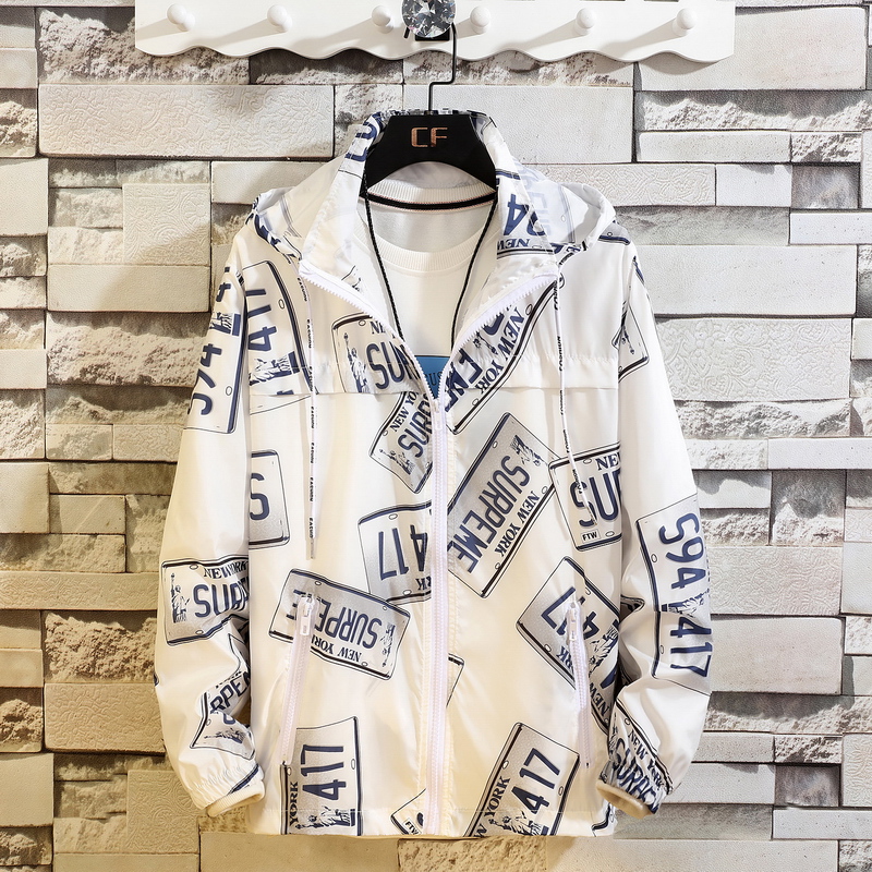 

Summer Style Sun Protection Thin Jacket Coat Men Hooded Jacket Sun-Protective Clothing Casual Printed Jaqueta Masculina -8XL, Blue