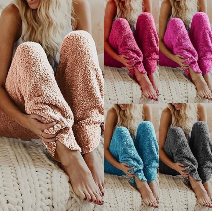 

Women Fluffy Pants Fur Warm Plush Winter Fleece Fluffy Loungewear Trousers Plus Size Pajamas Pants, Rose