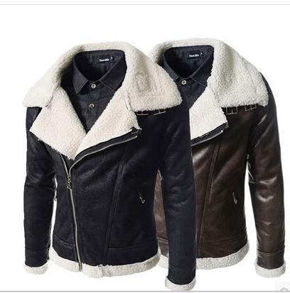 

black brown faux leather motorcycle jacket mens fashion mens coat winter leather jacket faux fur slim fit leather jackets for men